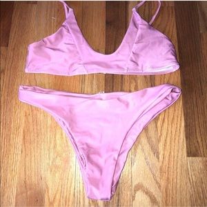 Blushing Lilac colored cheeky bikini swim suit